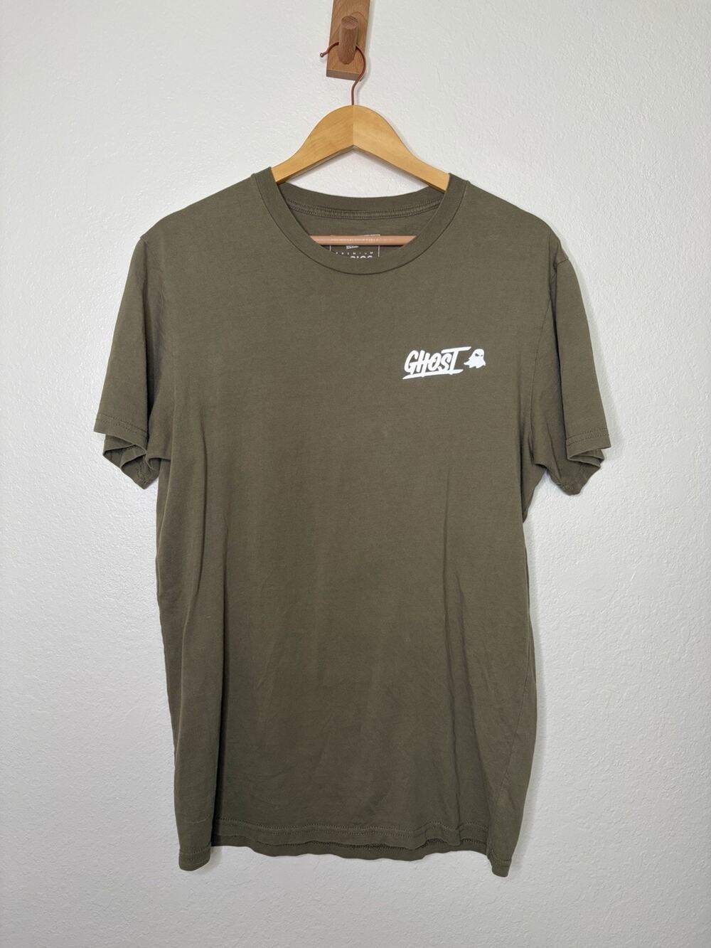 Ghost Lifestyle Logo Crewneck Olive Green T-Shirt Men's Size Medium
